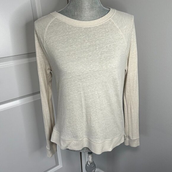 Loft Beige Long Sleeve Crewneck Size M EUC - Picture 1 of 2